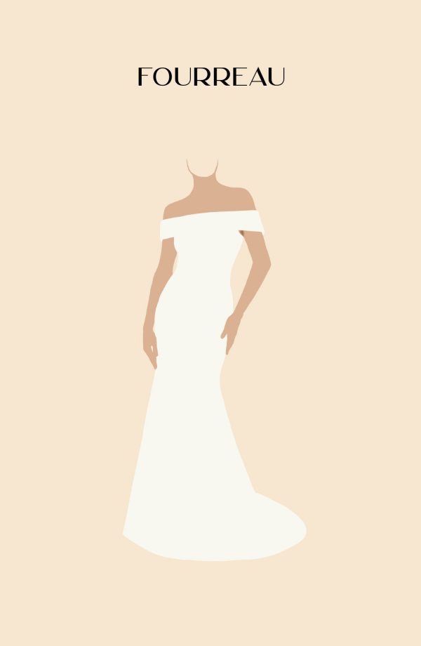 Dessin d'une robe de mariée de silhouette fourreau